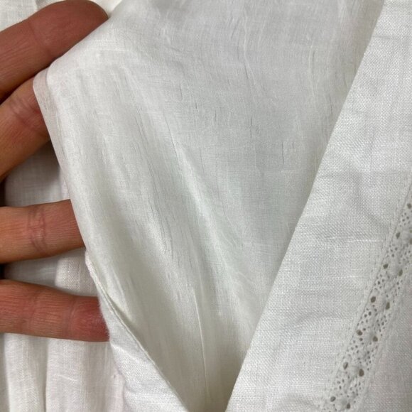 Nenette Linen Lace Short Dress Women Small - Medium Coquette Cottage Romantic - Picture 13 of 16